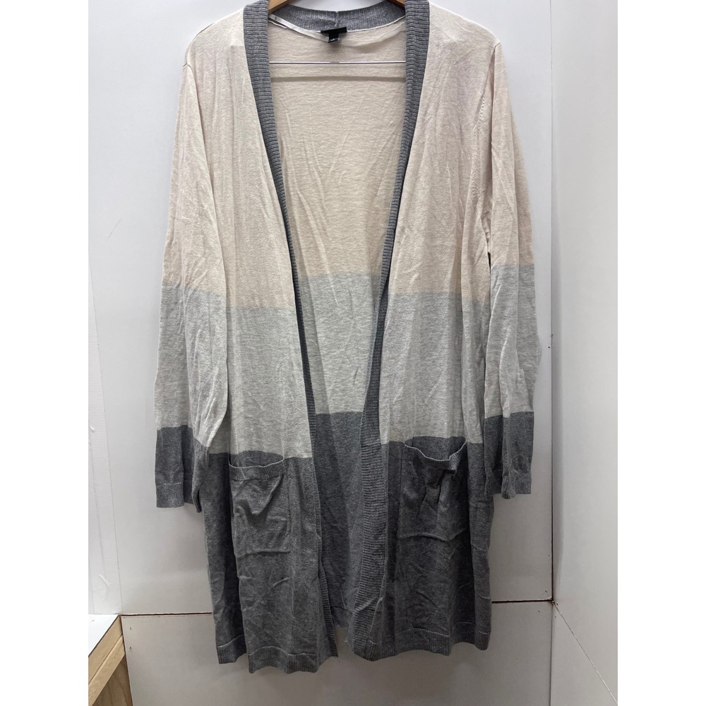 Torrid Womens Plus Size 3 Colorblock Open Front Longline Cardigan Grey Cream